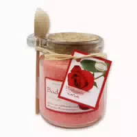 Florex Badesalz Rose mit Schafmilch im Dekorativen Glas mit Holzlöffel