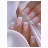 Glamrays 24 stk Nagel Set Weiß French Tip Glitzer Fake Näge 1 st