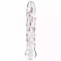 Glasdildo „no 7“, mit Stimulationsnoppen | Heiß und Kalt Stimulation, Antiallergen | Icicles