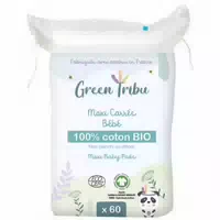 Grüne Tribu Maxi Quadrate Baby Bio Baumwolle 60 Wattestäbchen