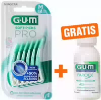 Gum Soft Picks Pro Medium 60 Stück im Travel Case Gratis Paroex 0,06 Chx Mundspülung 30 ml