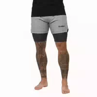 2in1 Shorts Herren mit Innenfutter, Gummizug und Taschen Iron Smoke