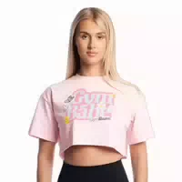 Damen T Shirt Cropped Kurzarm mit Rundem Ausschnitt Cherrybloom
