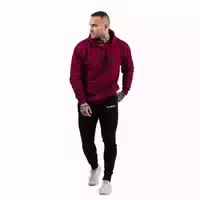 Herren Hoodie Regular mit Kapuze, Taschen und Langarm in Burgunderrot
