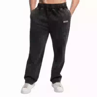 Herren Jogginghose Oversized mit Kordelzug in Washed Schwarz