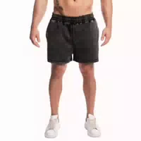 Herren Shorts Oversized mit Kordelzug in Washed Schwarz