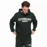 Hoodie Herren Oversized mit Kängurutasche Varsity Grün