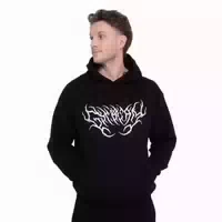 Hoodie Herren Oversized mit Kapuze und Taschen in Schwarz Thorn