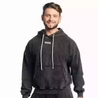 Hoodie Herren Oversized mit Kapuze in Washed Black