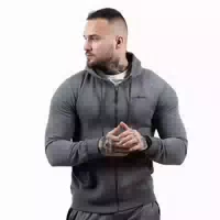 Hoodie Herren Regular mit Reißverschluss Grey Black