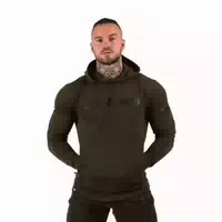 Hoodie Herren Regular mit Kapuze Langarm Military Grün