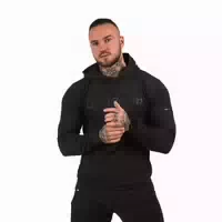 Hoodie Herren Regular mit Kapuze und Taschen in Black White
