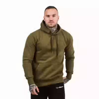 Hoodie Herren Regular Langarm mit Kapuze Military Green Black