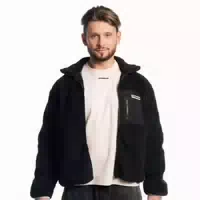 Jacke Herren Sherpa Oversized aus Polyester mit Reißverschluss Schwarz