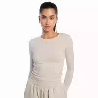 Langarm Shirt Damen Aura Slim mit Rundem Ausschnitt in Grau