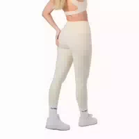 Leggings Damen mit Hoher Taille und ohne Frontnaht, Almond