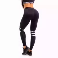 Leggings Damen Stripes Black mit Langem Bein ohne Taschen