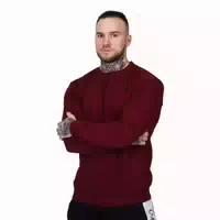 Pullover Herren Regular Langarm ohne Kapuze Basic Burgunderrot