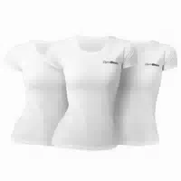 T Shirt Damen Regular Kurzarm 3er Pack mit Rundhalsausschnitt in Weiß