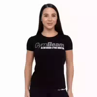 T Shirt Damen Slim mit Rundhalsausschnitt und Kurzarm in Schwarz