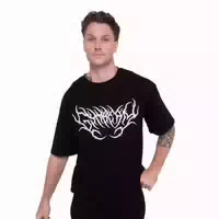 T Shirt Herren Oversized Kurzarm in Schwarz Thorn