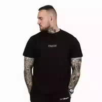 T Shirt Herren Regular Kurzarm aus Baumwolle Schwarz Fit