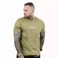 T Shirt Herren Regular Kurzarm aus Baumwolle Olive Fit