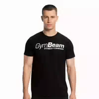 T Shirt Herren Regular Kurzarm aus Baumwolle Fitness Schwarz