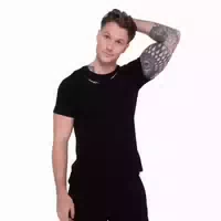 T Shirt Herren Slim Gerippt mit Tribal Stickerei in Schwarz