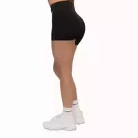 Shorts Damen Slim mit Hoher Taille Beat Schwarz