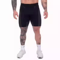 Shorts Herren Nahtlos Slim mit Kordelzug und Gummizug Og1 Schwarz Grau