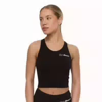 Sport Top Damen Cropped Slim mit Rundem Ausschnitt Beat Schwarz