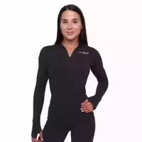 Sport Top Damen Ignite Körpernah mit Kragen und Langarm in Schwarz
