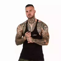 Tanktop Herren Stringer Regular Fit aus Baumwolle und Polyester in Schwarz