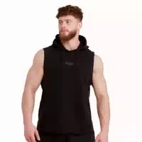 Weste Herren Regular Fit Ärmellos mit Kapuze Unity Schwarz