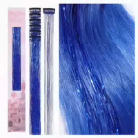Haar Lametta Clip in Glitzer Haarsträhnen 60cm 6 Clips C # 1 st