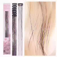 Haar Lametta Clip in Rainbow Glitzer 60cm 6 Clips C #rainb 1 st
