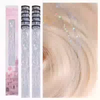 Haar Lametta Clipin Silber 12 Stück Glitzer 60cm 12 Clips 1 st