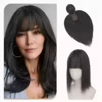 Haar Topper Clip Pony 30cm Synthetisch 8x12cm Silver Grey & 1 st
