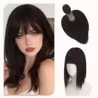 Haar Topper Damen Clip in Pony 30cm Dunkelbraun & Mittelblon 1 st