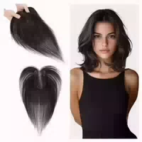 Haar Topper Echthaar Clip 27cm Seitenpony #1b Natürliches 1 st