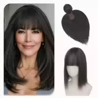 Haar Topper Frauen Clip in Pony Kopfhaut 30cm Silver Grey & 1 st