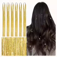 Haarlametta Champagner Glitzer 120cm 6er Pack T #champagne 1 st
