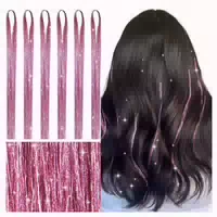 Haarlametta Glitzer Haarsträhnen Pink 120cm 6er Pack T #pi 1 st