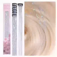 Haarlametta Silber Glitzer Haarsträhnen 120cm 6er Pack T # 1 st