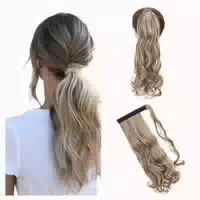 Haarteil Clip in Extensions Zopf 43 cm Hellbraun Mix Ash Blo 1 st