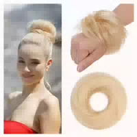Haarteil Dutt Gummiband Echthaar Damen Glatt 17g 60 Platinbl 1 st