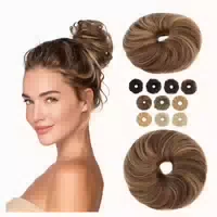Haarteil Dutt Gummiband Locken Locken 23g 4p27 Mittelbraun D 1 st