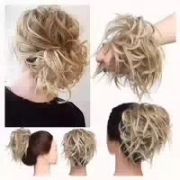 Haarteil Dutt Haargummi Struppige Haarknoten Aschblond Bleic 1 st