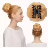 Haarteil Dutt Messy Bun Echthaar Klammer Damen #27 Dunkelblo 1 st